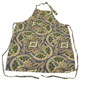 April Cornell Apron Paisley Blue Beige‎ Green French Country Spring 100% Cotton